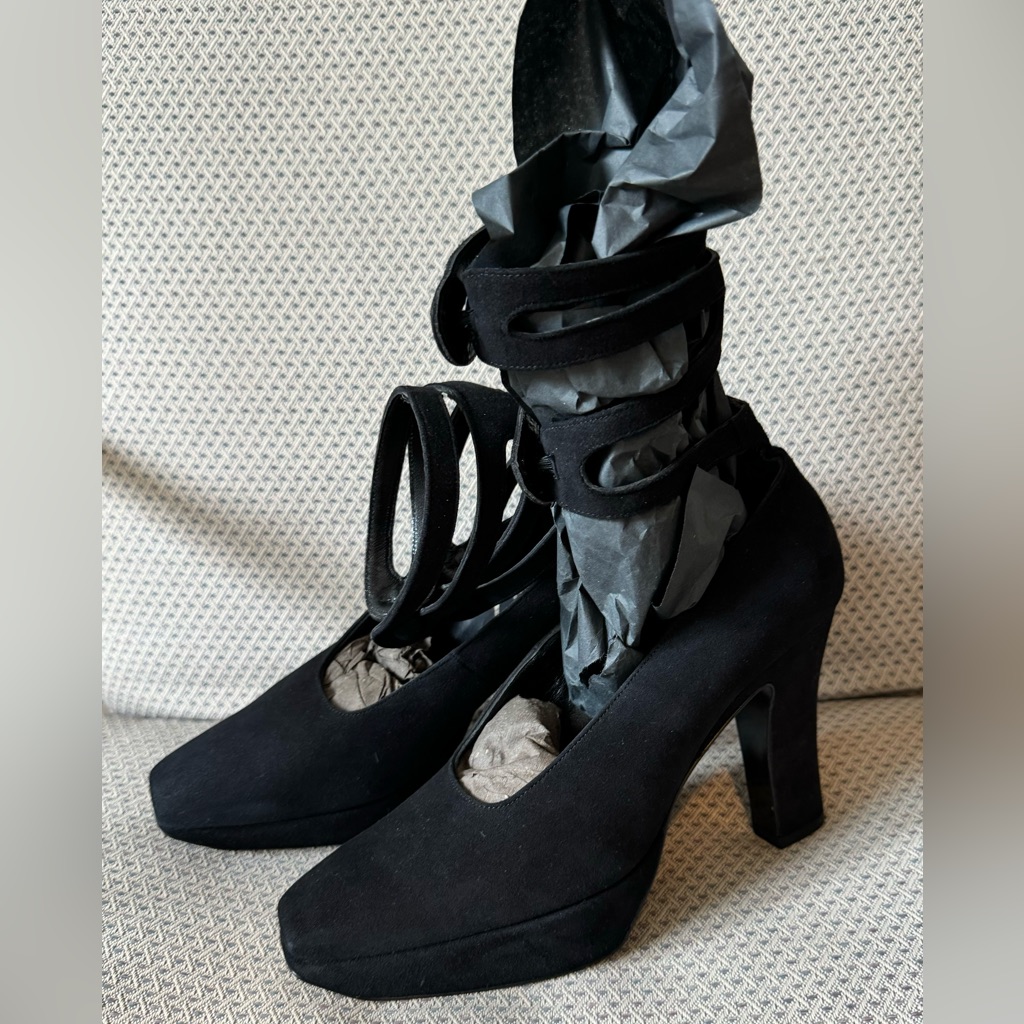 Rene Caty Black Suede Platform Shoe